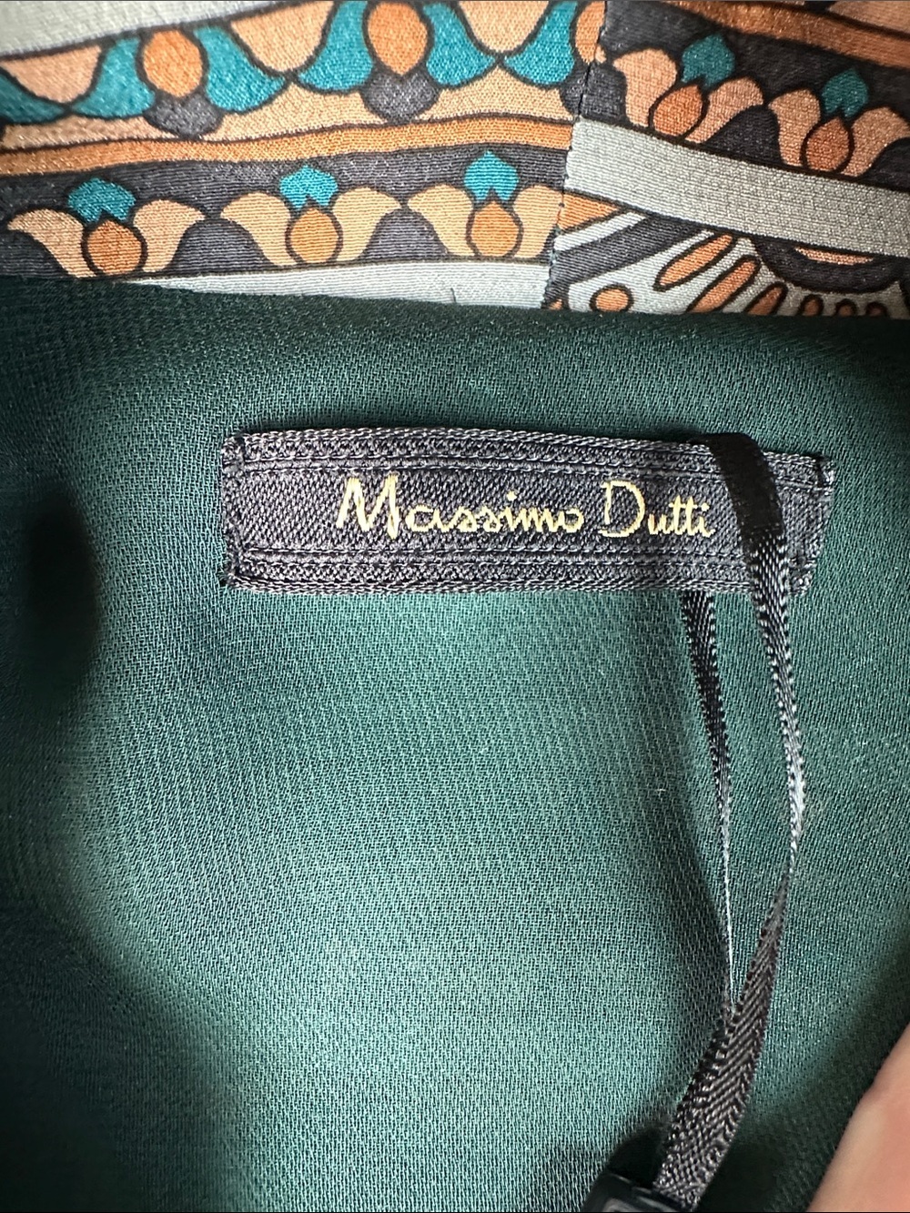 Massimo Dutti Women’s Open Front Cardigan Jacket Shirt Teal Peach Patterned - Picture 2 of 6
